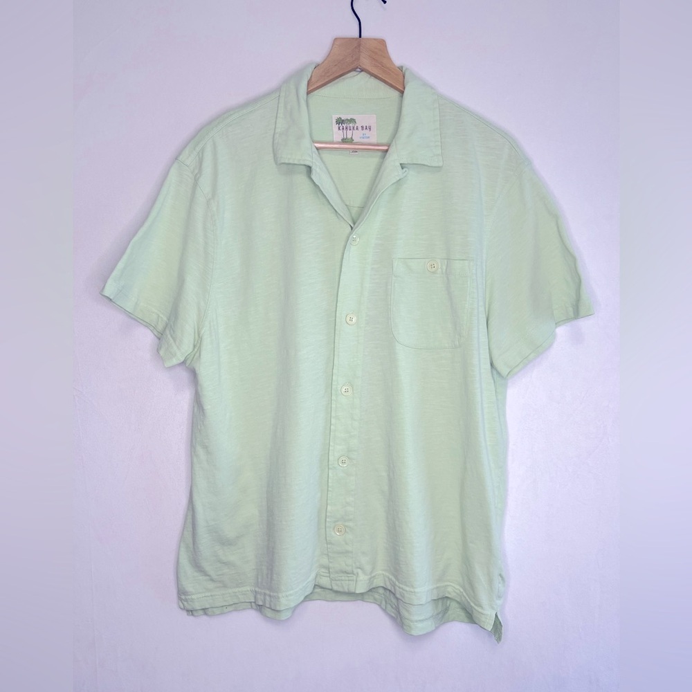 Kahuna Bay Light Green 100% Cotton Button Up Men's Shirt Size XL